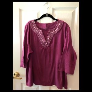 Ladies 3/4 Sleeve Embellished Tunic